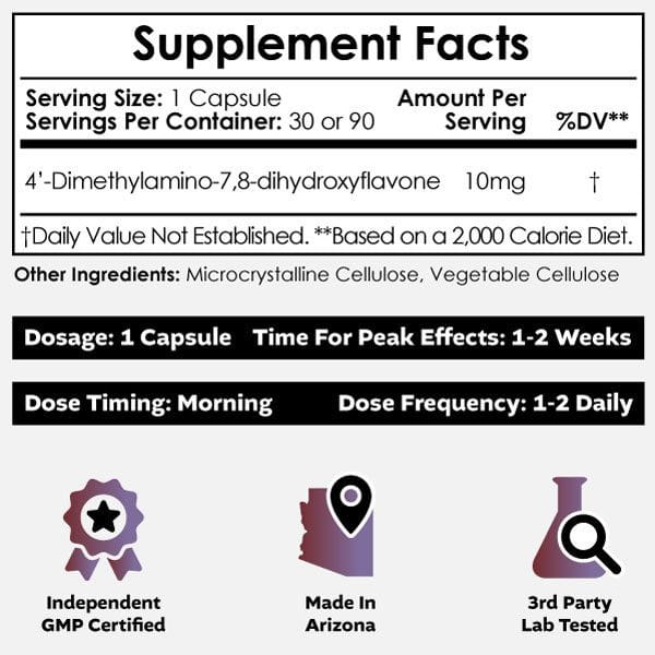 Buy 4 -DMA-7 8-DHF Capsules, Eutropoflavin derivative of 7,8-DHF with enhanced bioavailability for cognitive function, memory retention, and mood support.