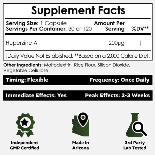 Buy Huperzine A 1% Capsules online Europe, For acetylcholine support, promoting healthy memory, learning, and mood without digestive discomfort.