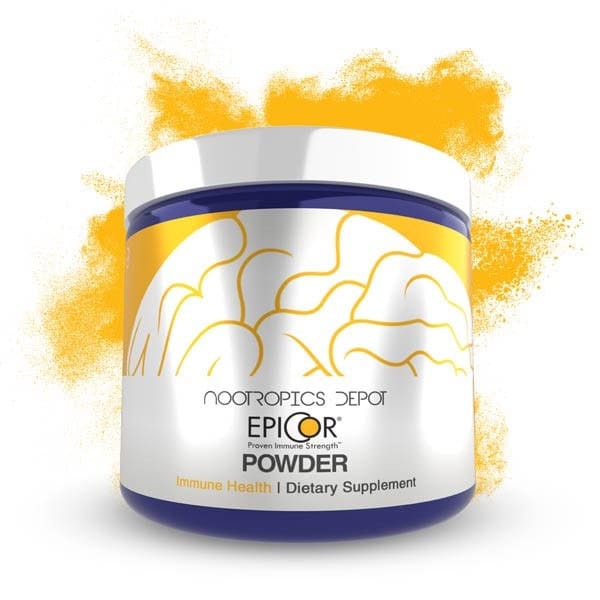 Nootropics Depot Epicor Powder container for immune health supplement.