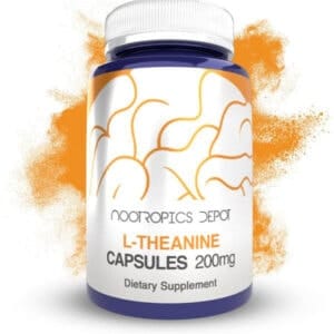 Premium L-Theanine capsules for mental clarity and relaxation, 200mg dietary supplement.